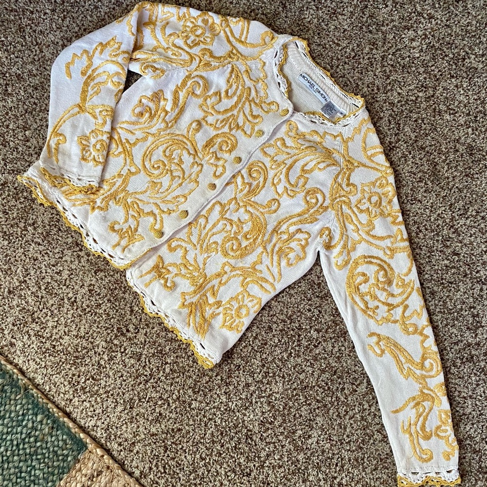 Michael Simon Designer Embroidered Cardigan
